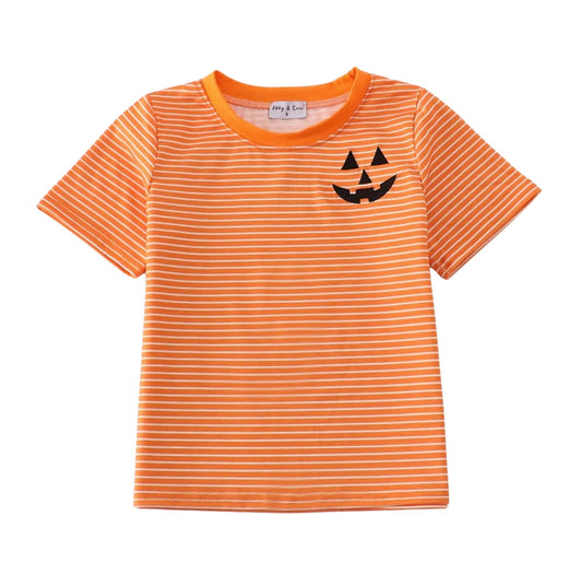 Orange Embroidered Jack-O-Lantern Top