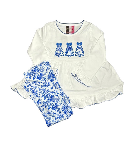 Chinoiserie Christmas Tree Appliqué Legging Set