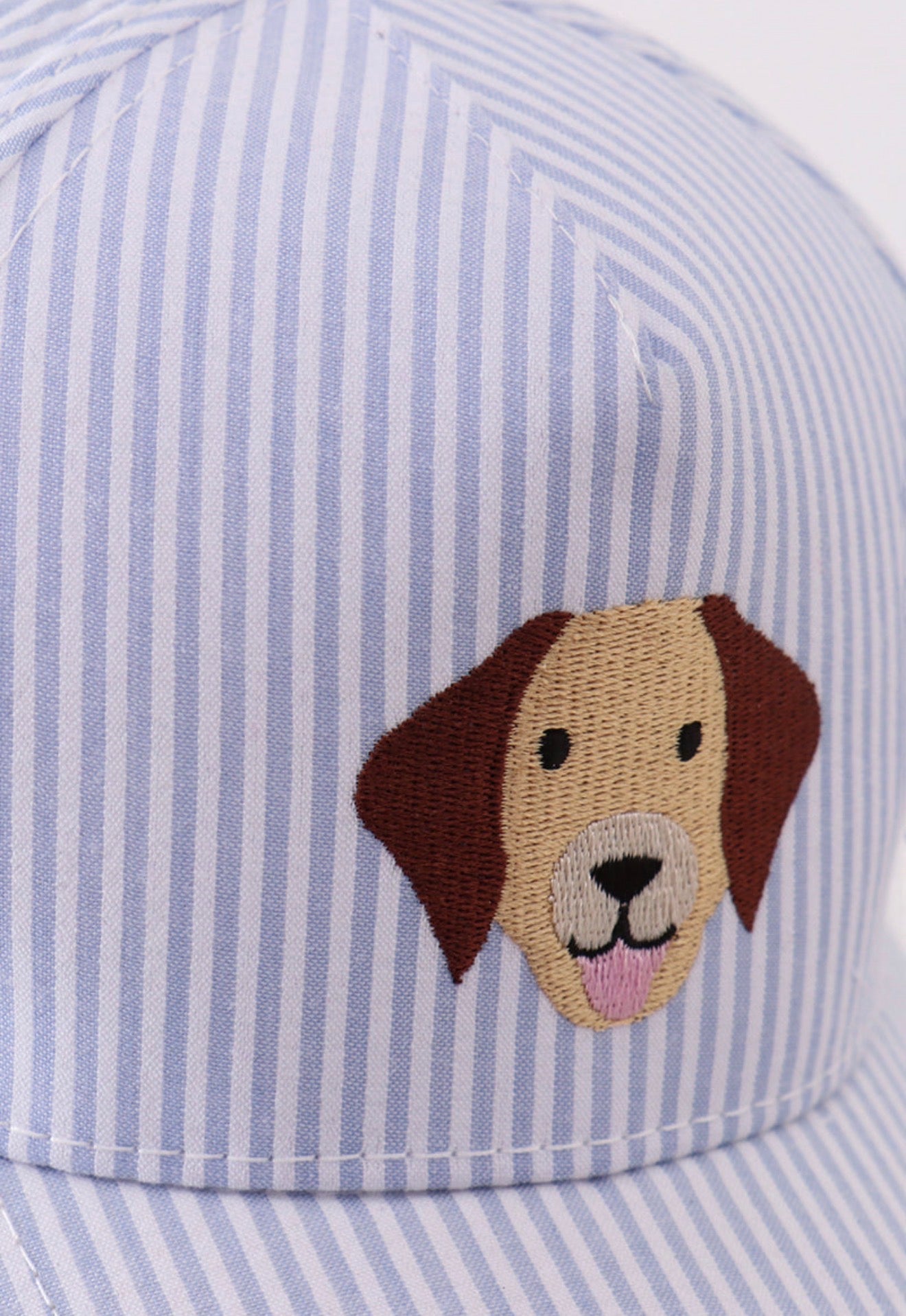 Puppy Embroidered Seersucker Hat