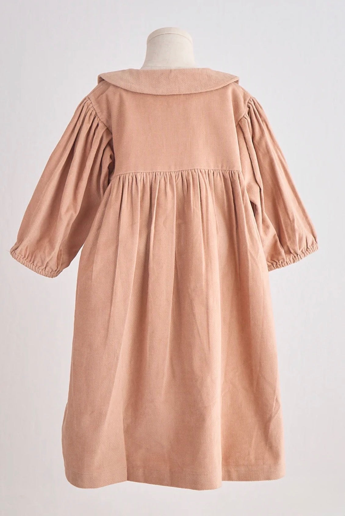 Beige Floral Collar Velveteen Dress