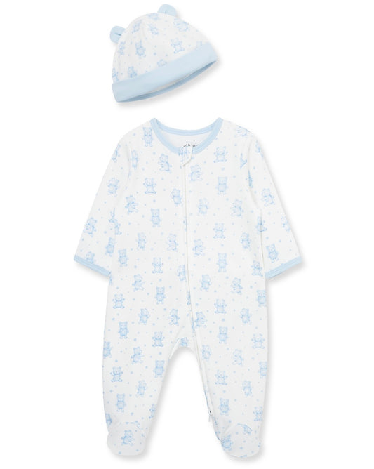 Watercolor Teddy Bear Footie & Hat