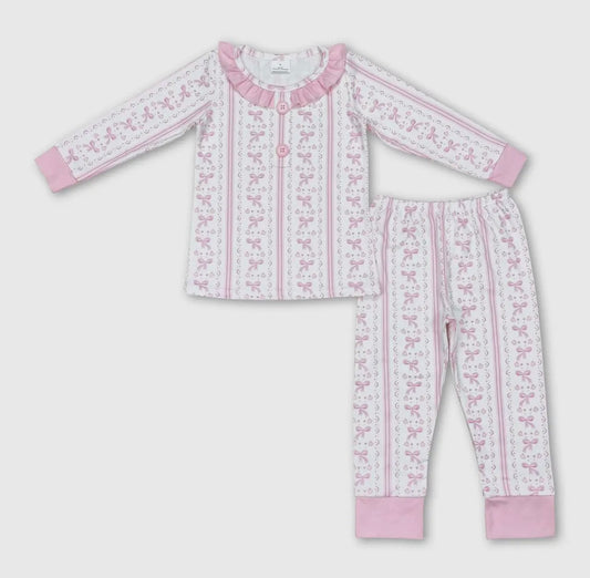 Pink & White Bow Pajama Set