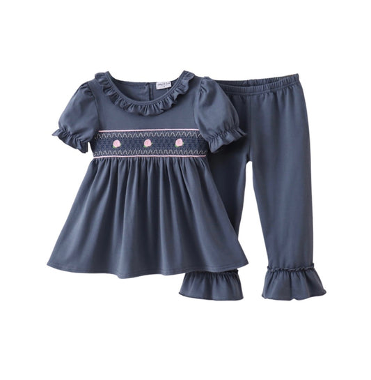 Garden Rose Smocked Ruffle Pants Set