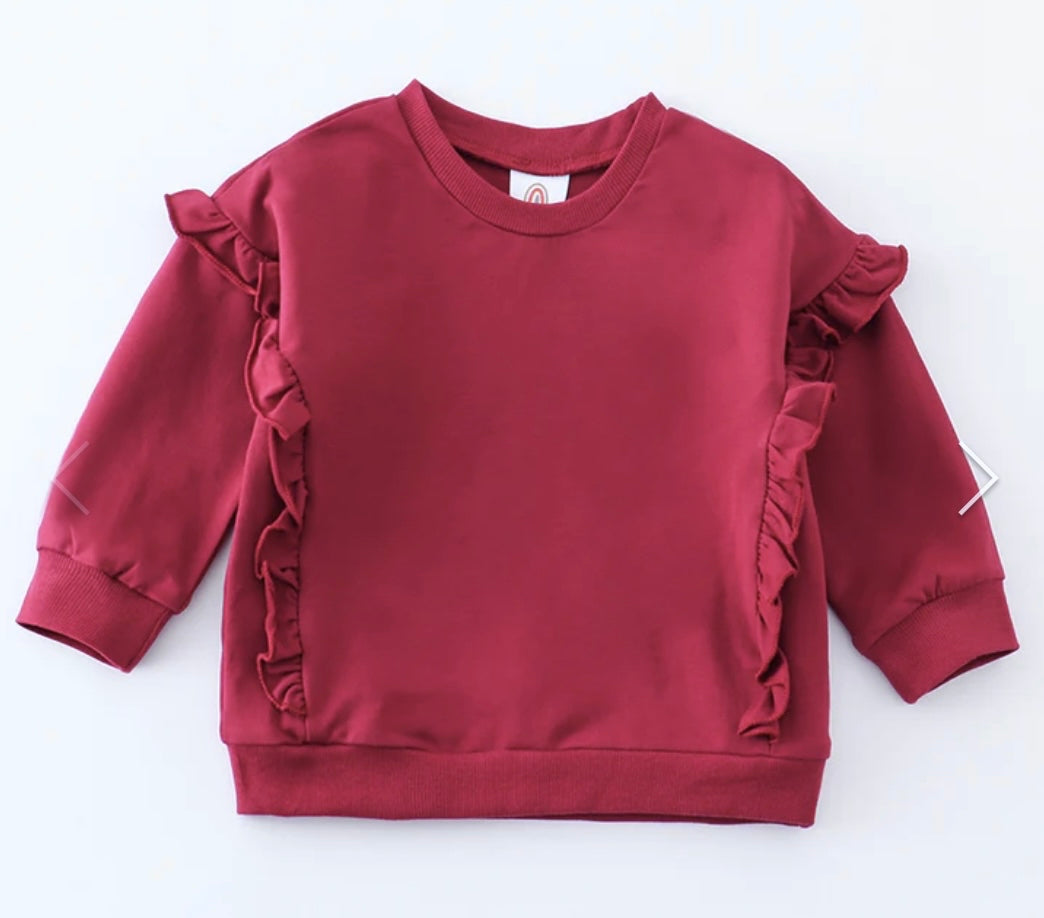 Burgundy Ruffle Sweatshirt