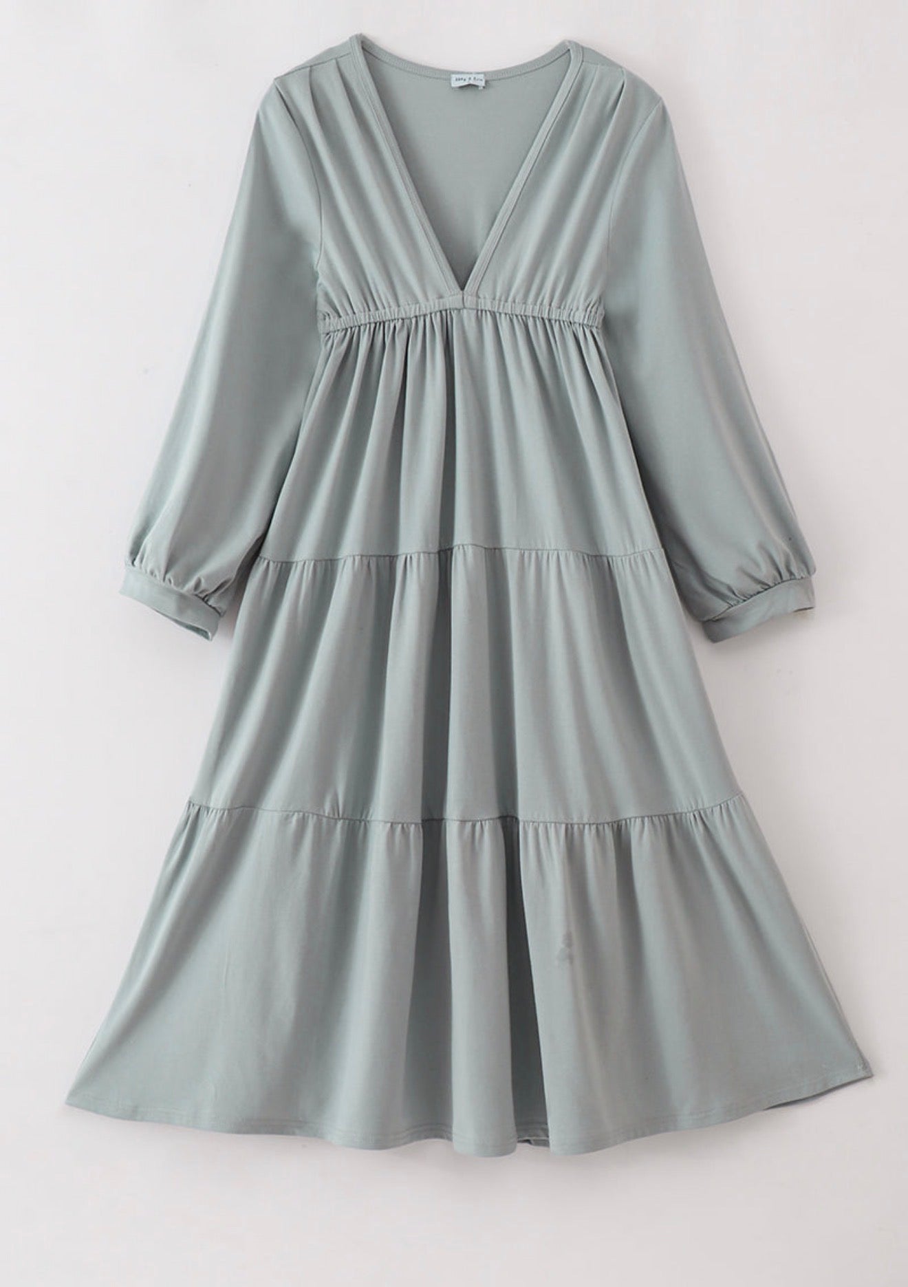 Muted Blue Tiered Dress