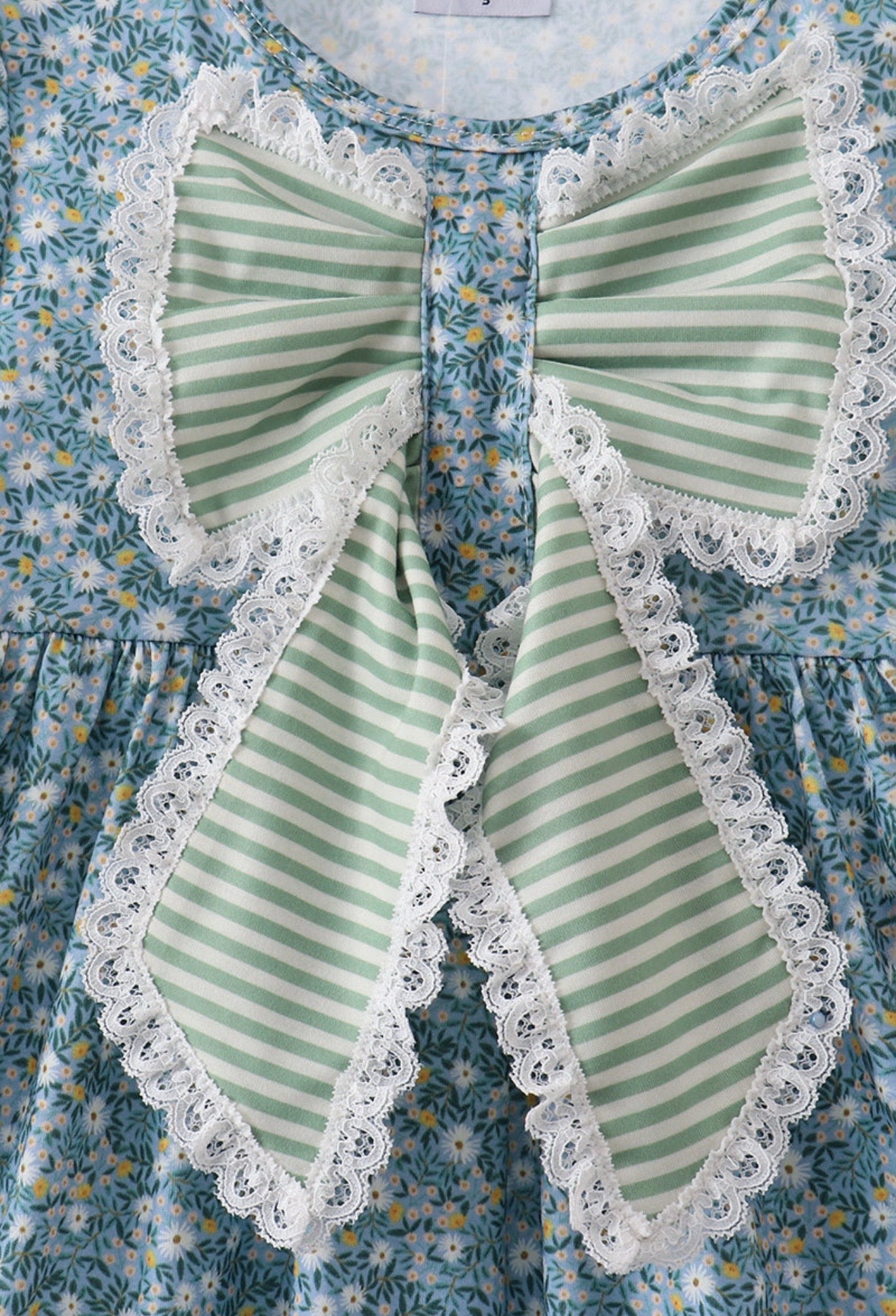 Teal Floral Lace Bow Bubble
