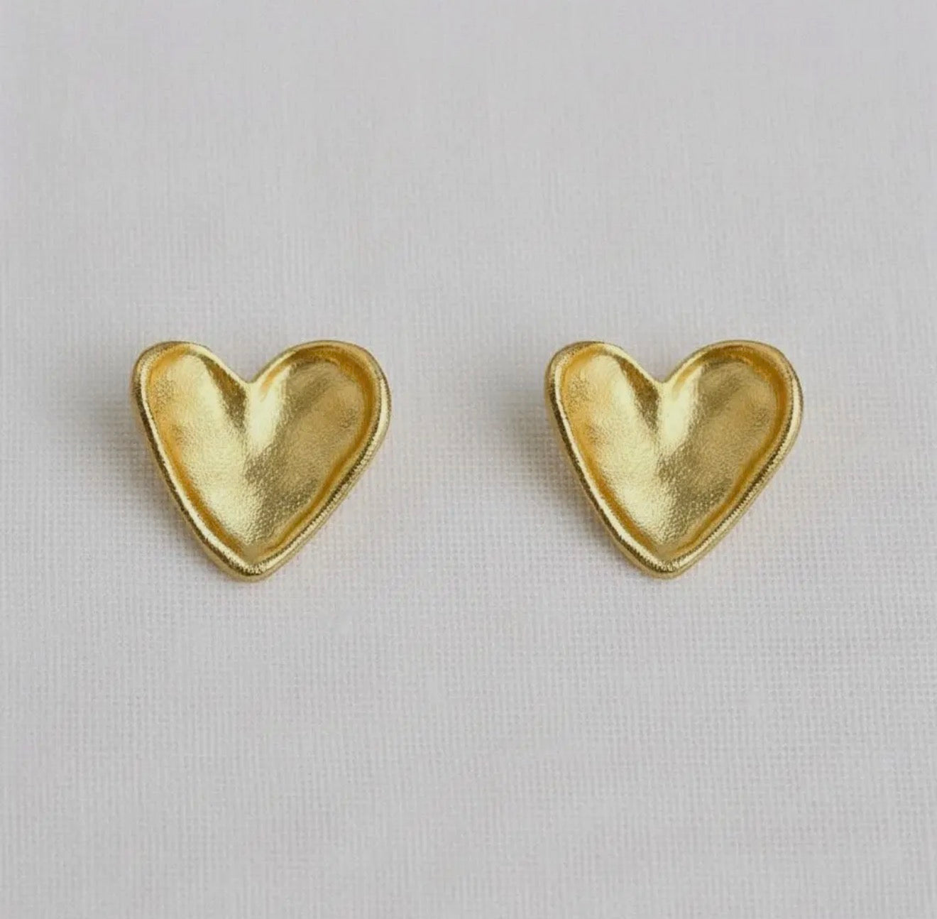 Gold Heart Stud Earrings