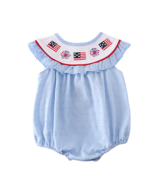 Swiss Dot Patriotic Embroidered Bubble