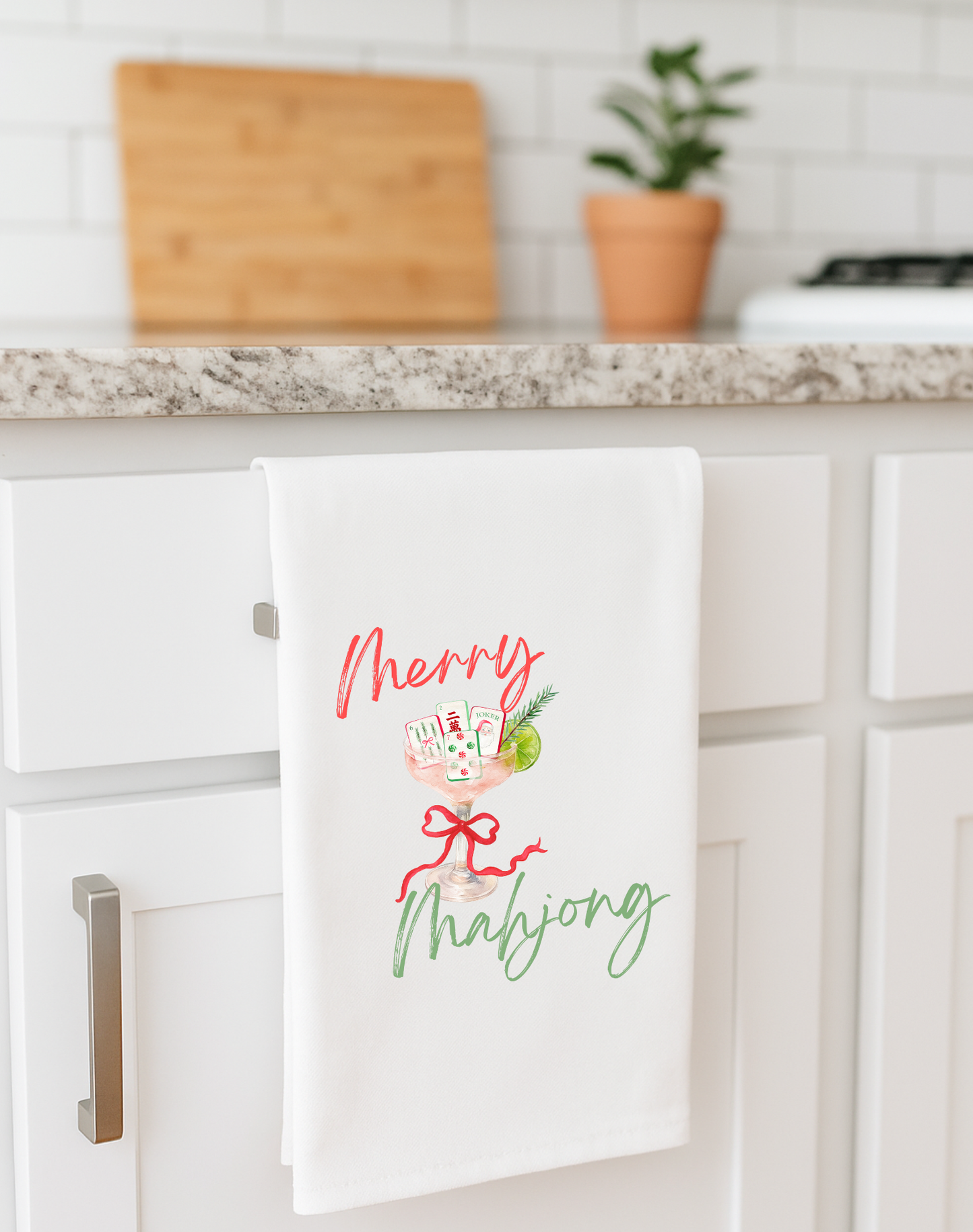 Christmas Mahjong Flour Sack Towel