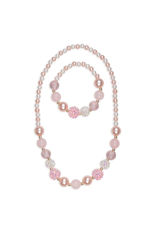Pinky Pearl Pink Beaded Necklace & Bracelet Set