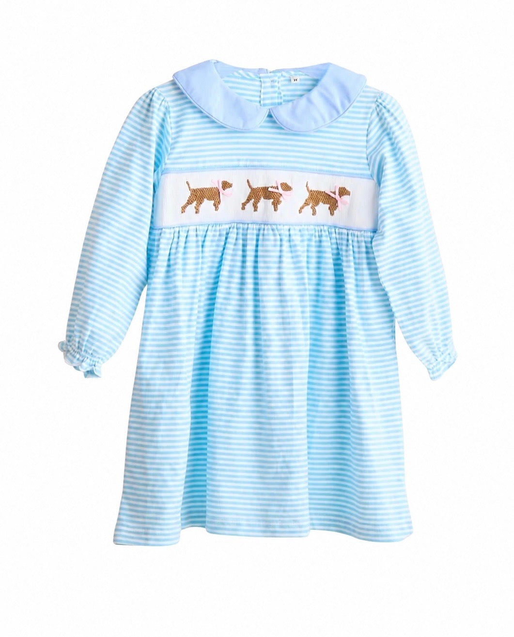 Blue Smocked Puppy Dress