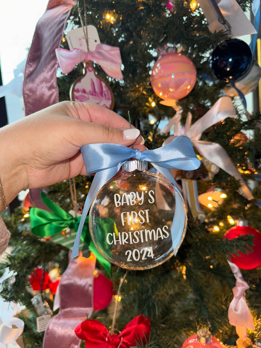 Baby’s First Christmas Glass Ornament (Blue)