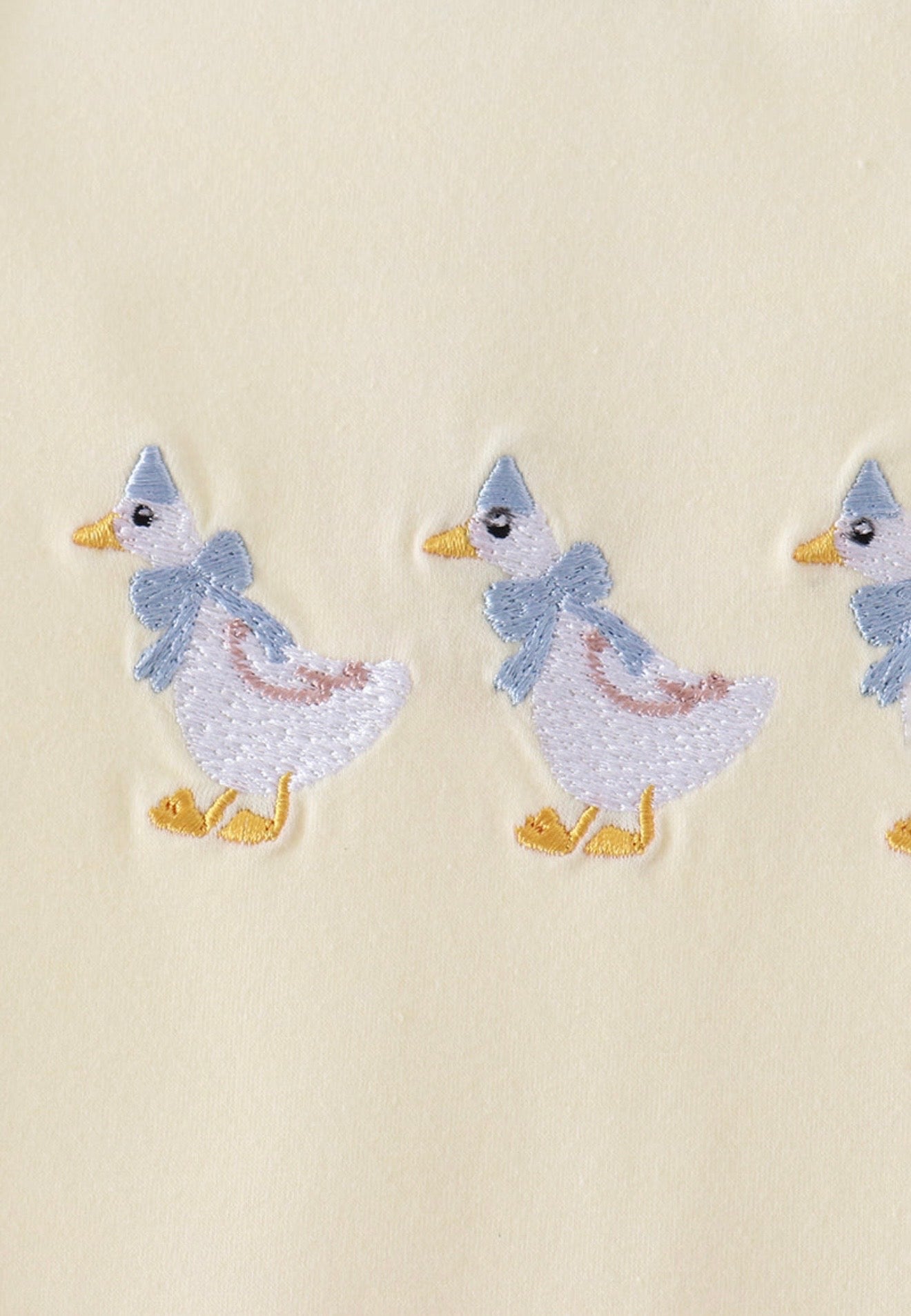 Baby Blue & Yellow Goose Embroidery Romper