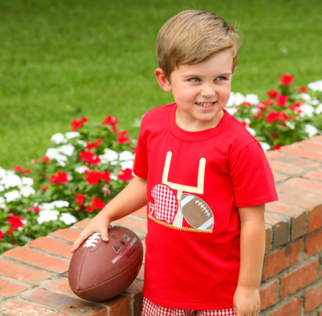 Red Appliqué Football Top