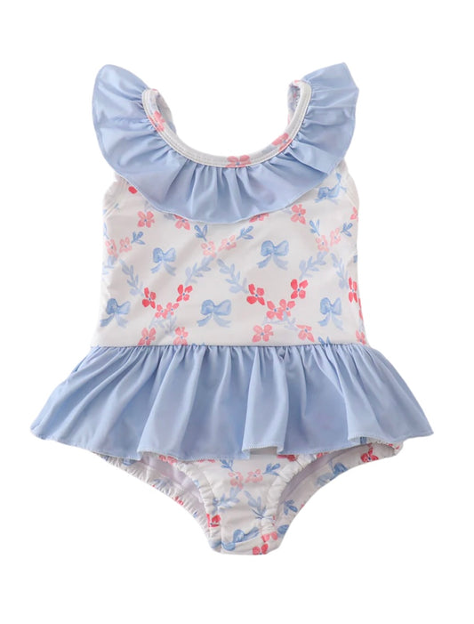 Red, White, & Blue Watercolor Swimsuit