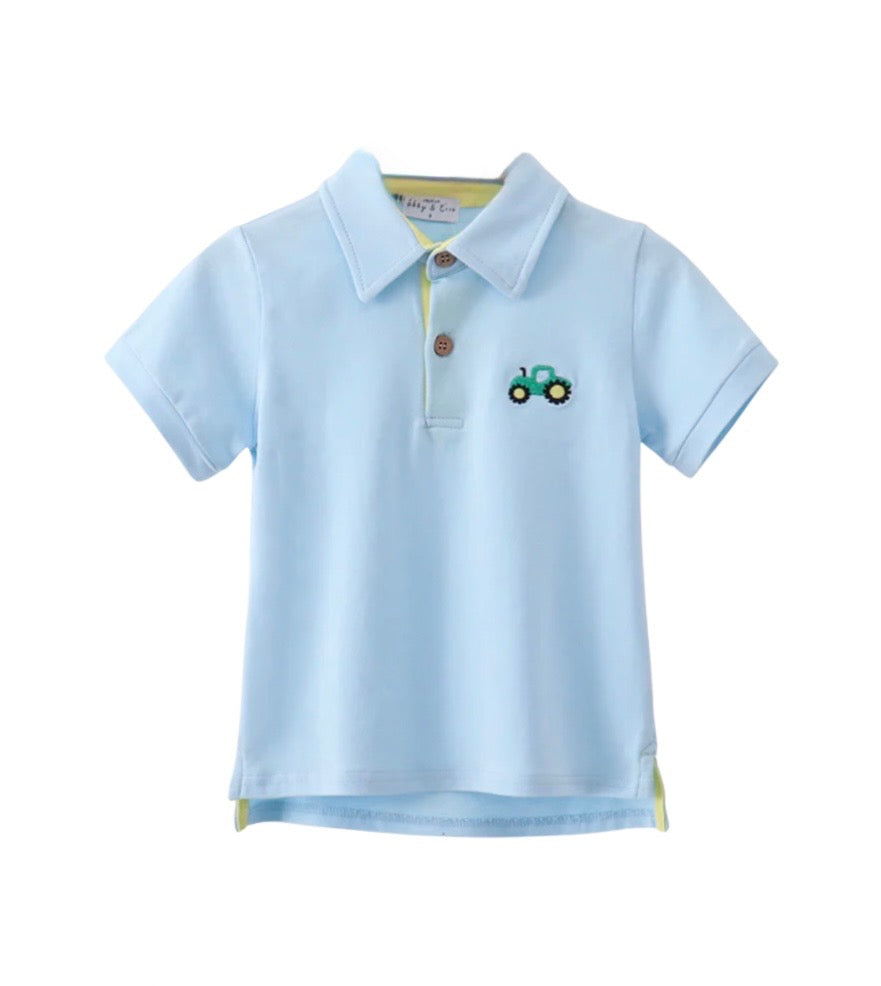 Blue Tractor Embroidered Polo