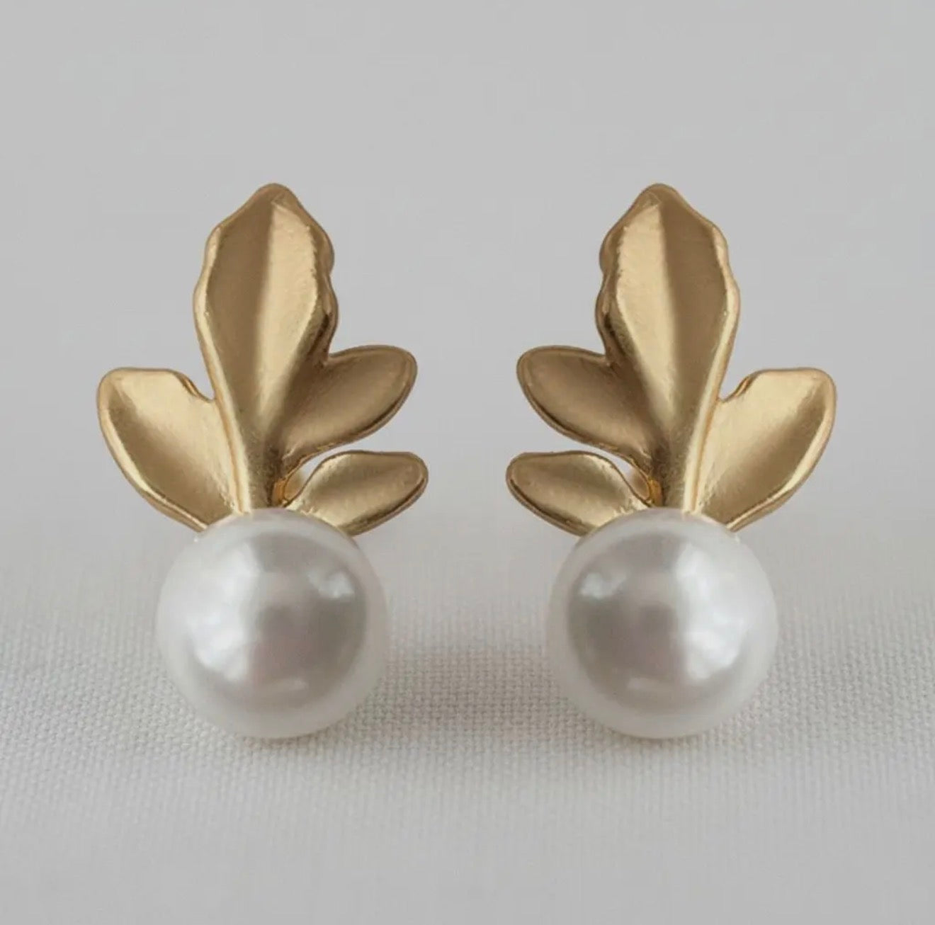 Gold Leaf & Pearl Earrings