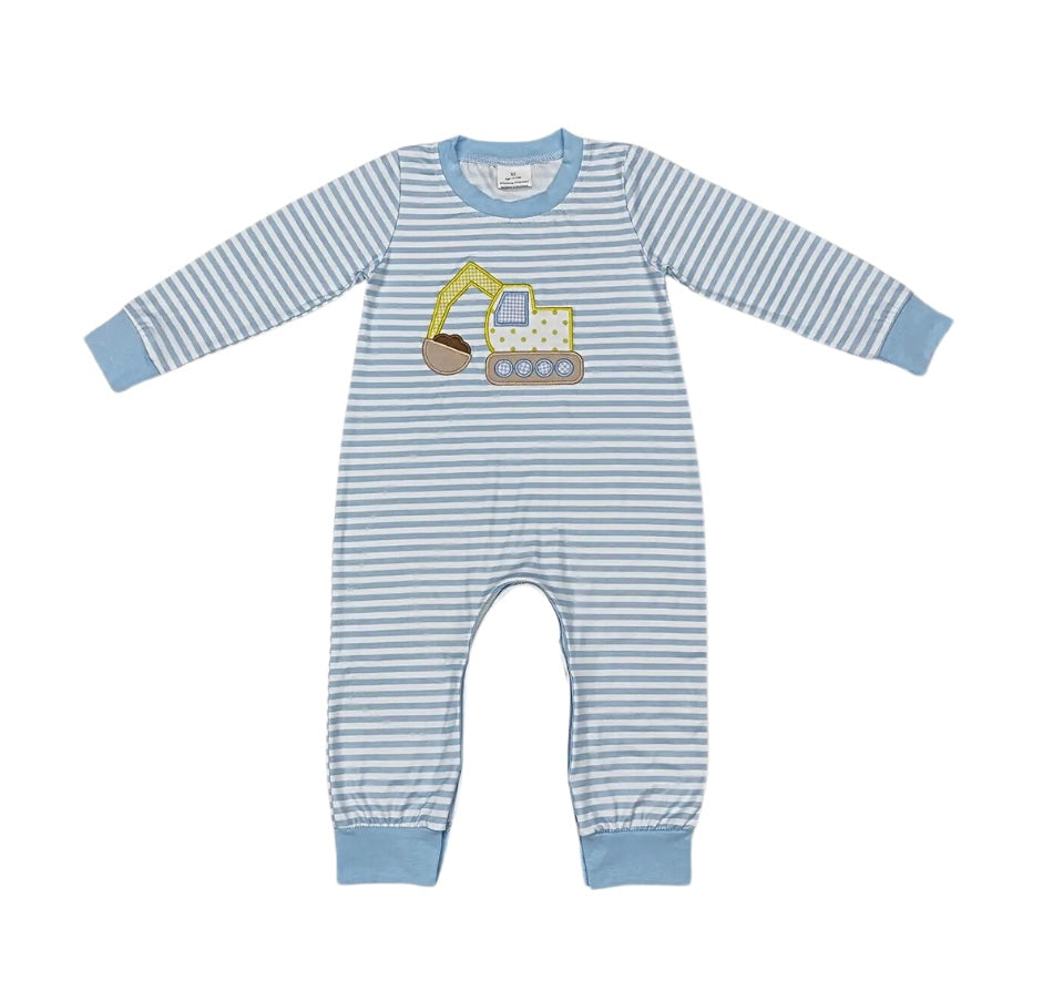 Light Blue Excavator Romper