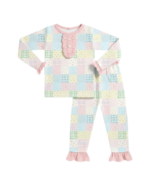 Pink Patchwork Ruffle Pajamas
