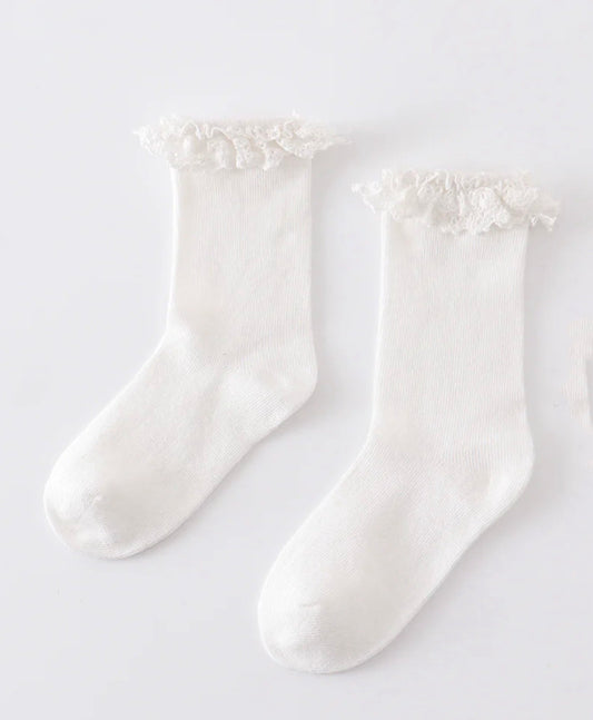 Ivory Eyelet Ruffle Socks