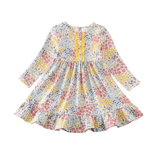Fall Floral Ruffle Dress