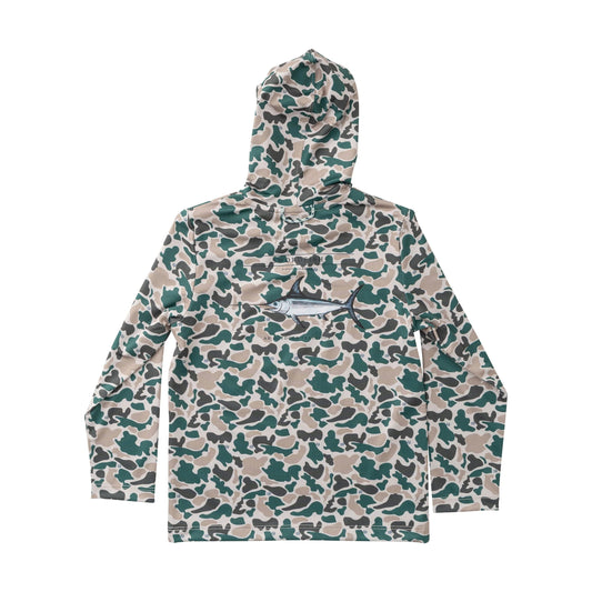 Performance Hoodie Tee - Breakpoint Camo with Swordfish