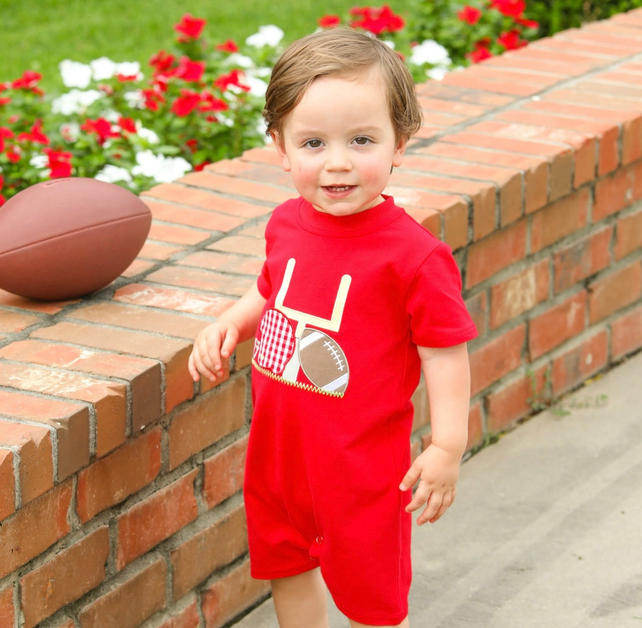 Red Football Appliqué Romper