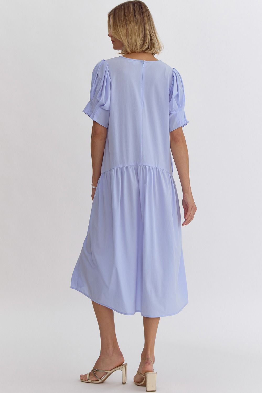 V Neck Short Sleeve Midi