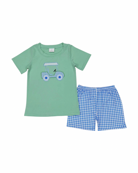 Golf Cart Appliqué Shorts Set