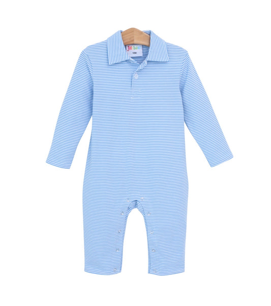 Blue Stripe Long Sleeve Romper