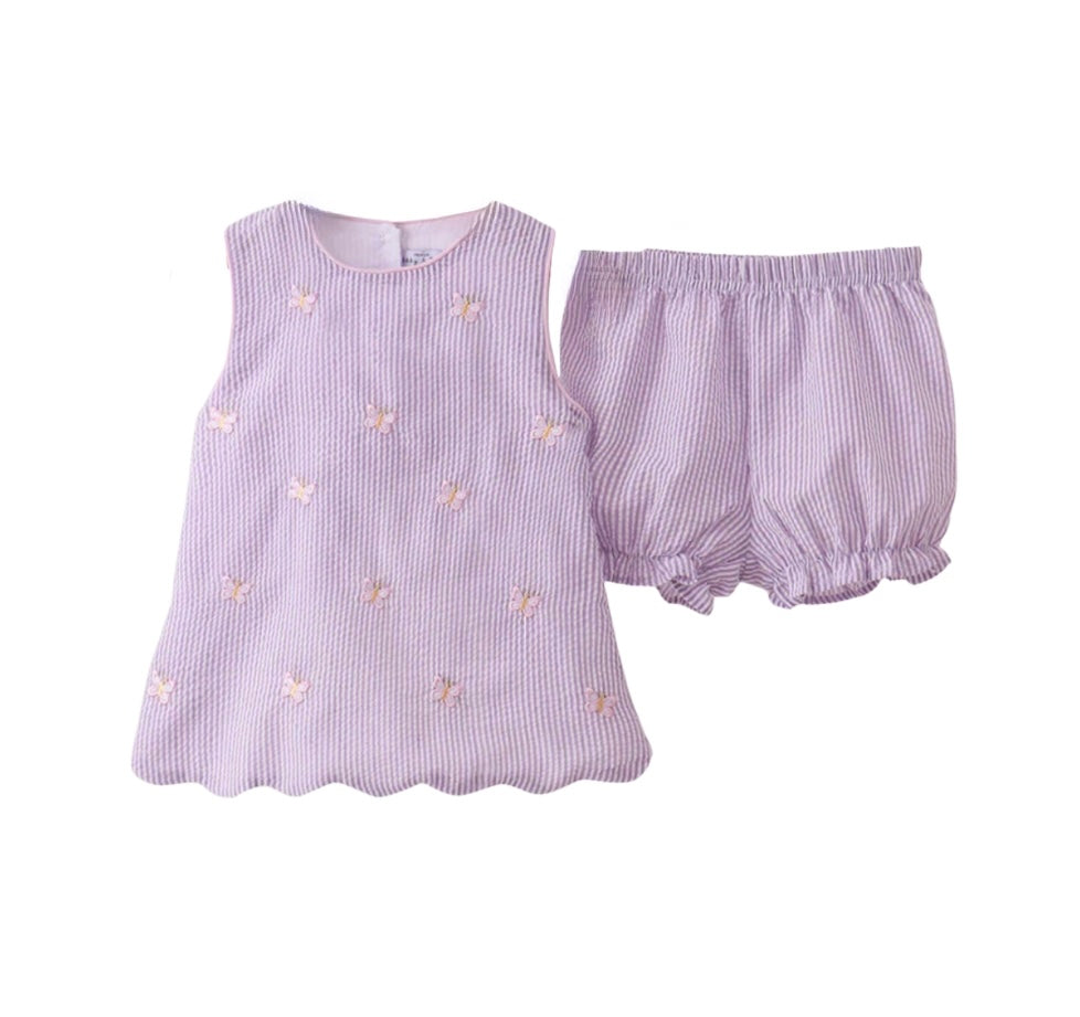 Embroidered Butterfly Bloomer Set