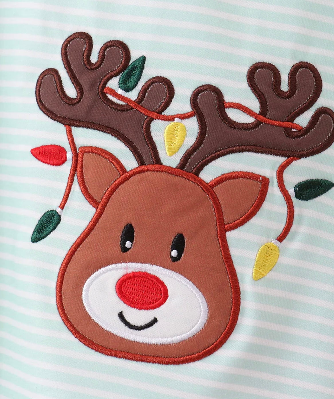 Teal Reindeer Appliqué Pant Set