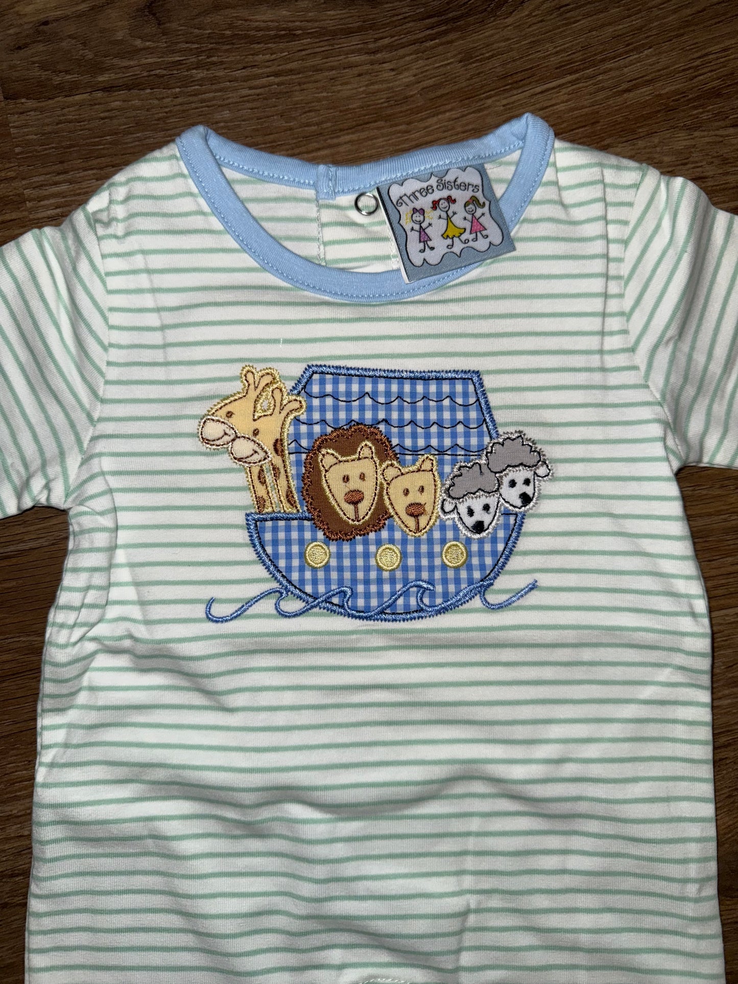 Blue Trim Noah’s Ark Romper