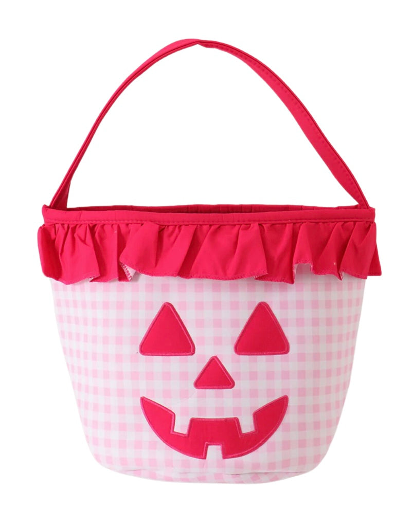 Pink Appliqué Jack-o-Lantern Basket