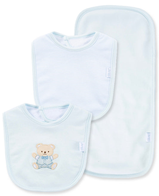 Light Blue Bib & Burp Cloth Set