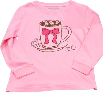 Mustard and Ketchup Kids Light Pink Hot Cocoa T-Shirt – Girls' Winter Tee