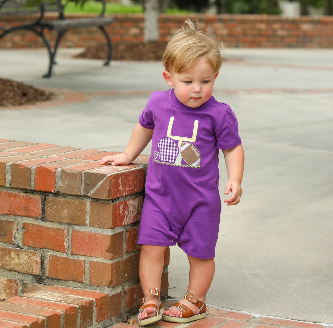 Purple Football Appliqué Romper