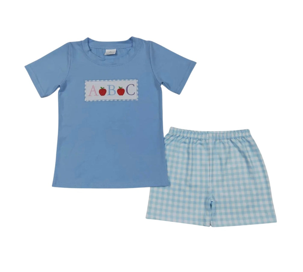 ABC Embroidered Shorts Set