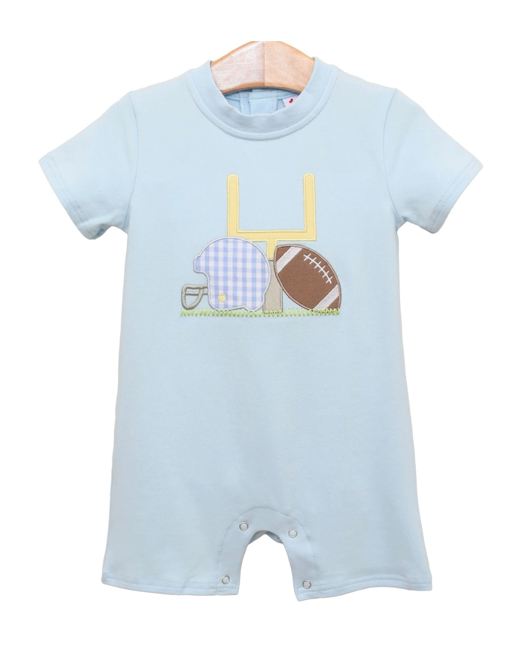 Light Blue Football Appliqué Romper