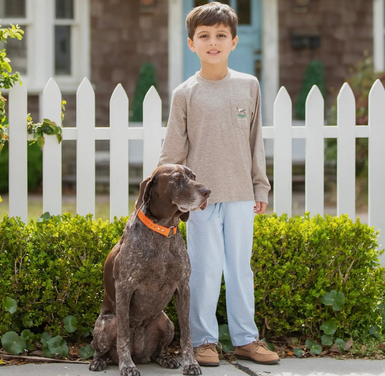 Brown Pointer Dog Pocket Long Sleeve Tee