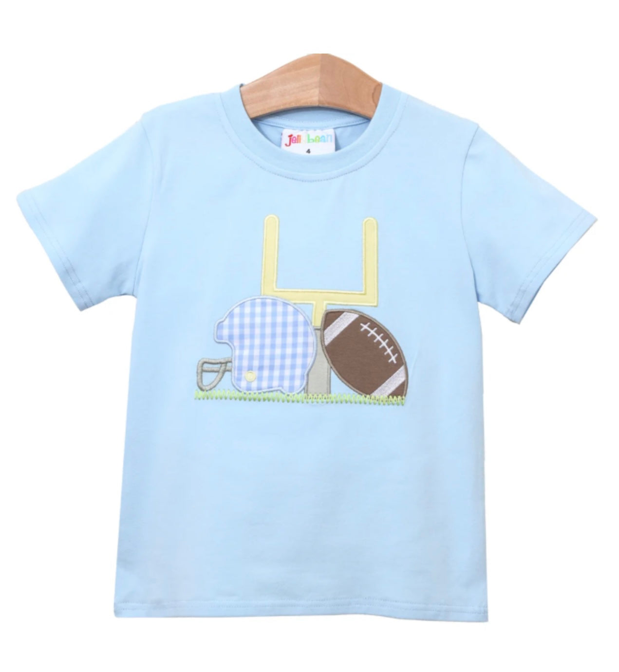 Light Blue Football Appliqué Top