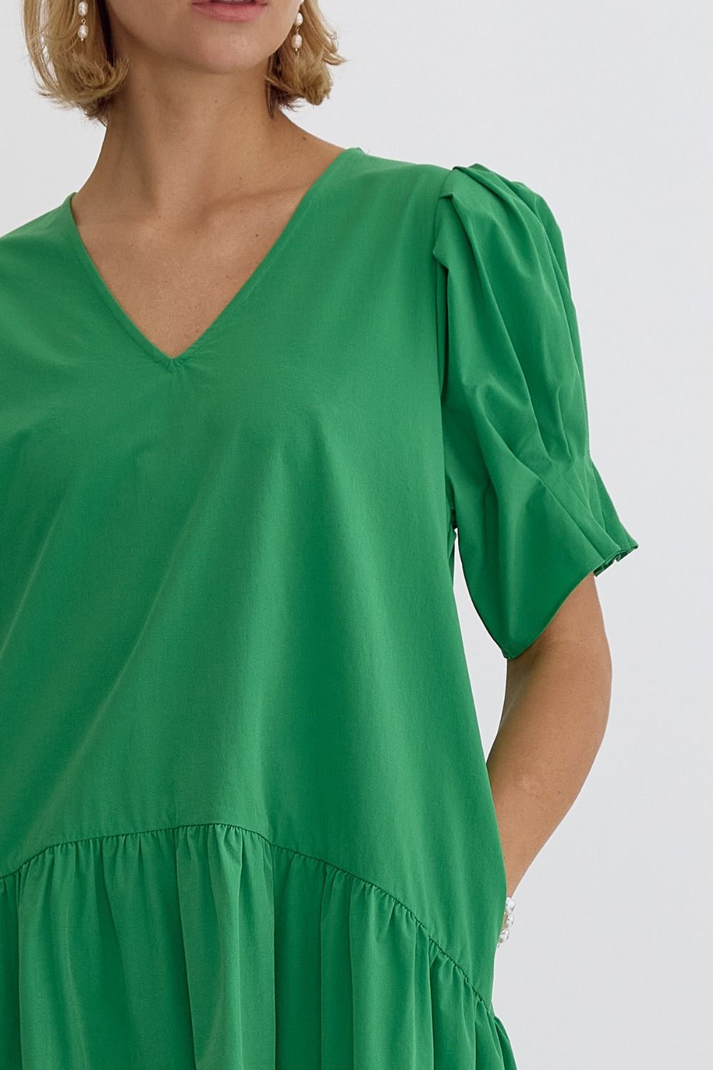 V Neck Short Sleeve Midi
