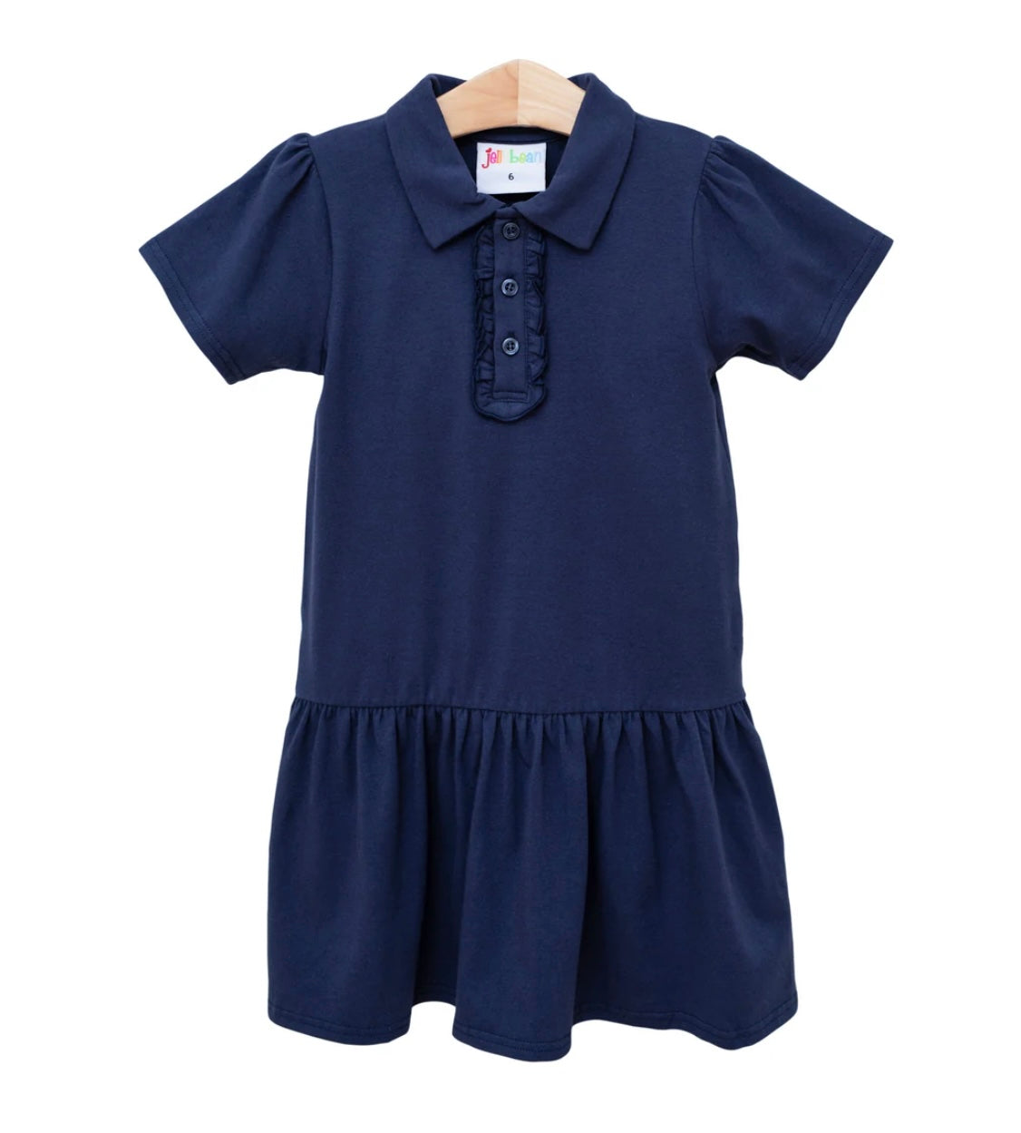 Navy Ruffle Polo Dress