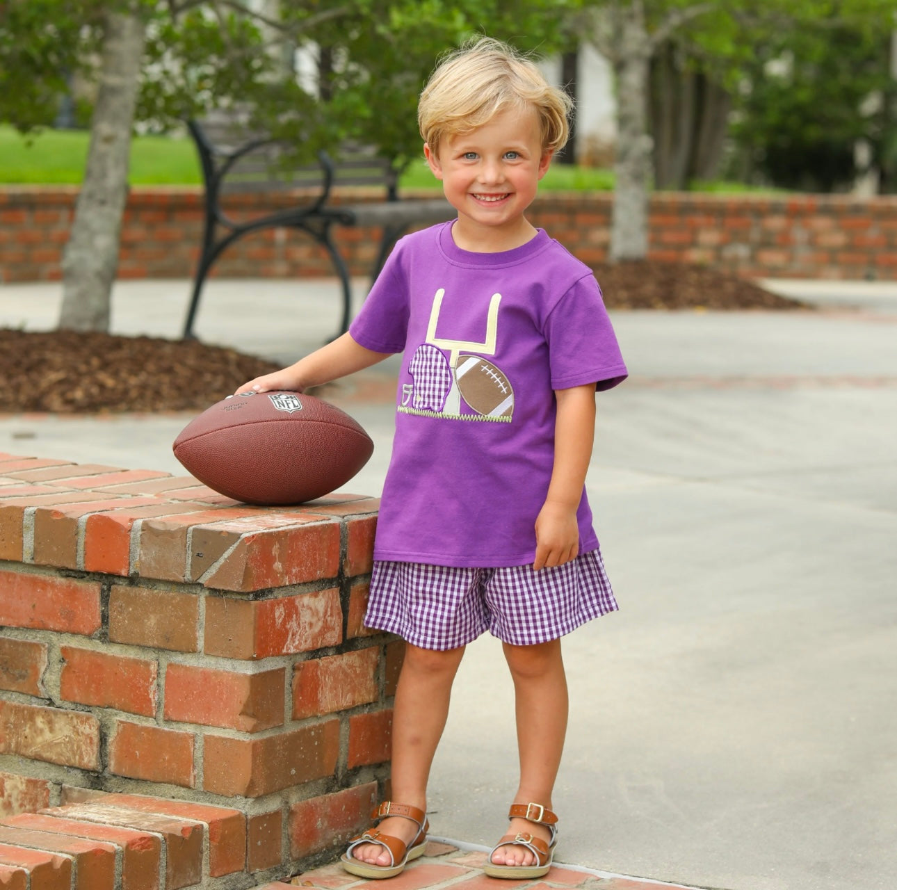 Purple Football Appliqué Top