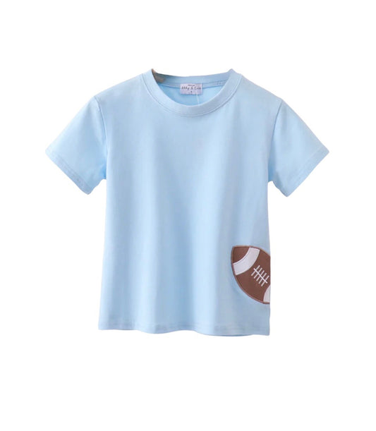 Blue Football Appliqué Top