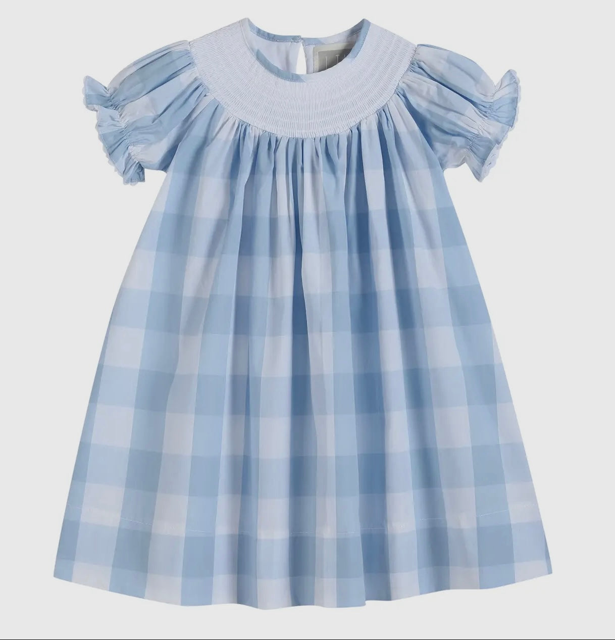 Lil Cactus Blue & White Smocked Bishop Dress