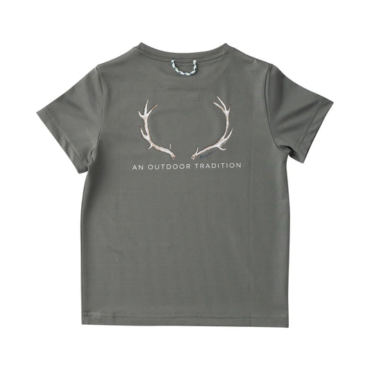 Performance Short Sleeve Tee - Olive Green Antlers