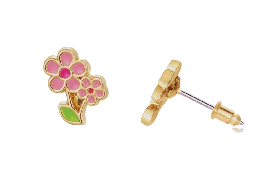 Pink Flower Stud Earrings