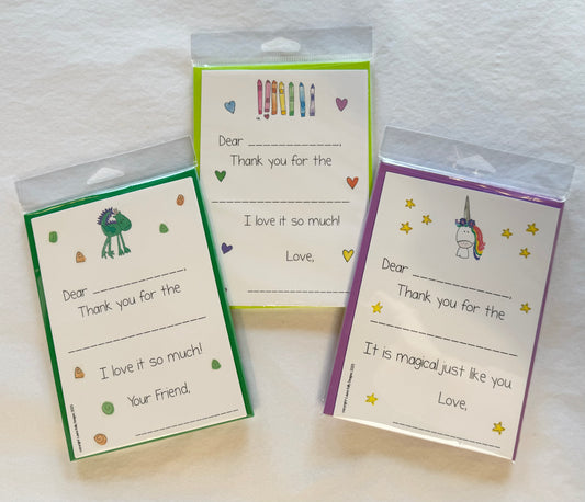 Kids’ Thank You Cards (Fill-in-the-Blank)