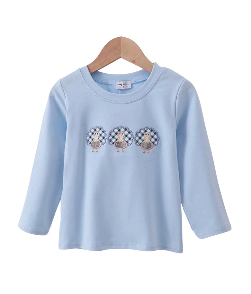 Turkey Trio Appliqué Top – Ruby James Children’s Boutique